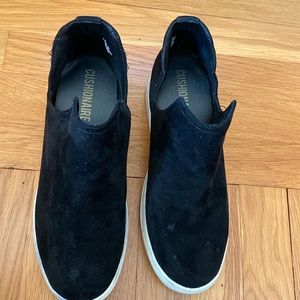 Hero black suede slip on shoes . Cushioned on inside . Size 8M